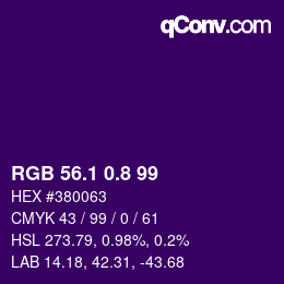 カラーコード: RGB 56.1 0.8 99 | qconv.com