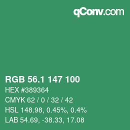カラーコード: RGB 56.1 147 100 | qconv.com
