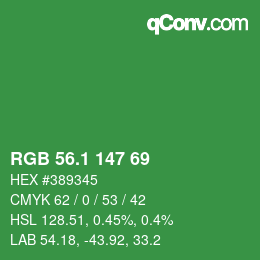 カラーコード: RGB 56.1 147 69 | qconv.com