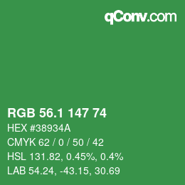 カラーコード: RGB 56.1 147 74 | qconv.com