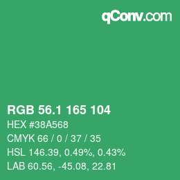 カラーコード: RGB 56.1 165 104 | qconv.com