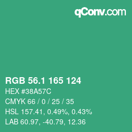 カラーコード: RGB 56.1 165 124 | qconv.com