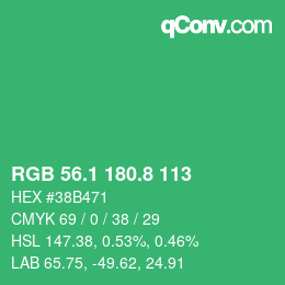 カラーコード: RGB 56.1 180.8 113 | qconv.com