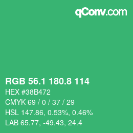 カラーコード: RGB 56.1 180.8 114 | qconv.com
