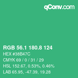 カラーコード: RGB 56.1 180.8 124 | qconv.com