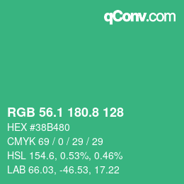 カラーコード: RGB 56.1 180.8 128 | qconv.com