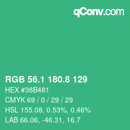 カラーコード: RGB 56.1 180.8 129 | qconv.com