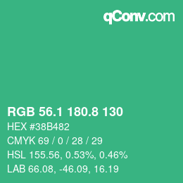 カラーコード: RGB 56.1 180.8 130 | qconv.com
