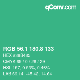カラーコード: RGB 56.1 180.8 133 | qconv.com