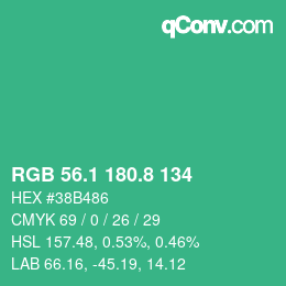 カラーコード: RGB 56.1 180.8 134 | qconv.com