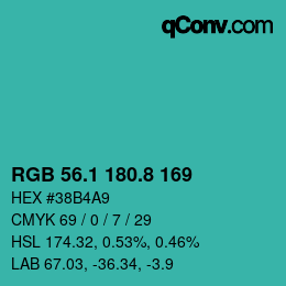 Color code: RGB 56.1 180.8 169 | qconv.com
