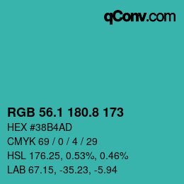 カラーコード: RGB 56.1 180.8 173 | qconv.com
