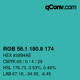 Color code: RGB 56.1 180.8 174 | qconv.com