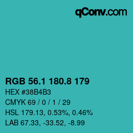 Color code: RGB 56.1 180.8 179 | qconv.com