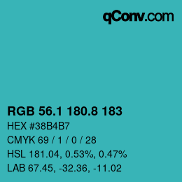 Color code: RGB 56.1 180.8 183 | qconv.com