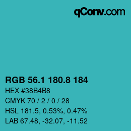 Color code: RGB 56.1 180.8 184 | qconv.com