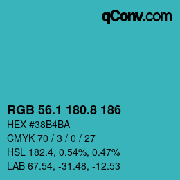 カラーコード: RGB 56.1 180.8 186 | qconv.com