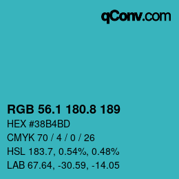 Color code: RGB 56.1 180.8 189 | qconv.com