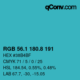カラーコード: RGB 56.1 180.8 191 | qconv.com