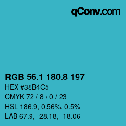 カラーコード: RGB 56.1 180.8 197 | qconv.com