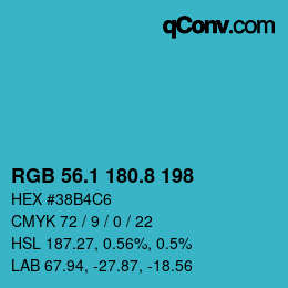 Farbcode: RGB 56.1 180.8 198 | qconv.com