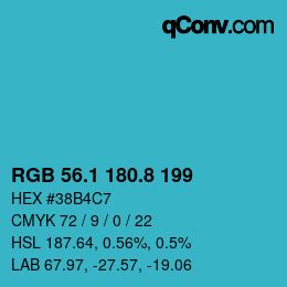Código de color: RGB 56.1 180.8 199 | qconv.com