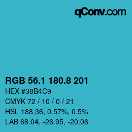 カラーコード: RGB 56.1 180.8 201 | qconv.com