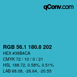 カラーコード: RGB 56.1 180.8 202 | qconv.com