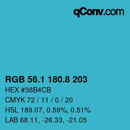 Color code: RGB 56.1 180.8 203 | qconv.com