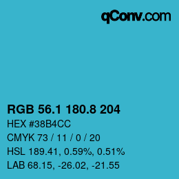 Color code: RGB 56.1 180.8 204 | qconv.com