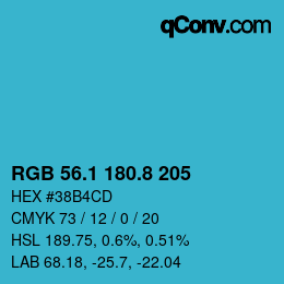 カラーコード: RGB 56.1 180.8 205 | qconv.com