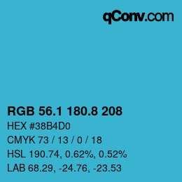 Color code: RGB 56.1 180.8 208 | qconv.com