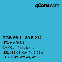 Color code: RGB 56.1 180.8 212 | qconv.com