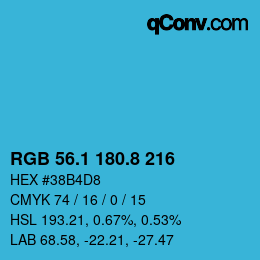 カラーコード: RGB 56.1 180.8 216 | qconv.com