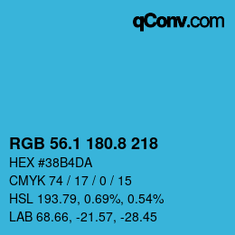 Farbcode: RGB 56.1 180.8 218 | qconv.com