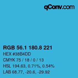 Color code: RGB 56.1 180.8 221 | qconv.com