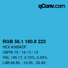 Color code: RGB 56.1 180.8 223 | qconv.com