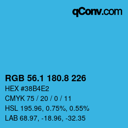 Color code: RGB 56.1 180.8 226 | qconv.com