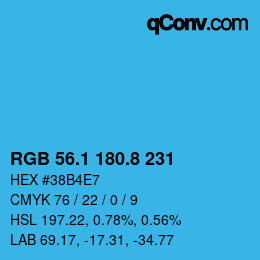 Color code: RGB 56.1 180.8 231 | qconv.com