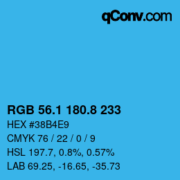 カラーコード: RGB 56.1 180.8 233 | qconv.com