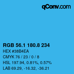カラーコード: RGB 56.1 180.8 234 | qconv.com