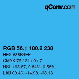 カラーコード: RGB 56.1 180.8 238 | qconv.com