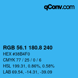 Color code: RGB 56.1 180.8 240 | qconv.com