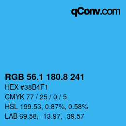 Color code: RGB 56.1 180.8 241 | qconv.com