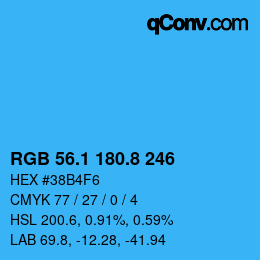 カラーコード: RGB 56.1 180.8 246 | qconv.com
