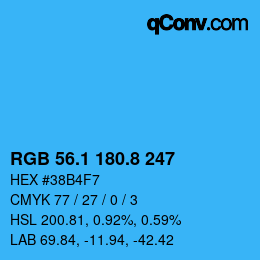 Color code: RGB 56.1 180.8 247 | qconv.com