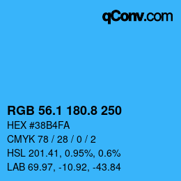 Color code: RGB 56.1 180.8 250 | qconv.com