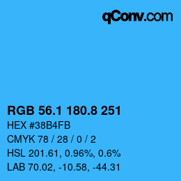 Color code: RGB 56.1 180.8 251 | qconv.com