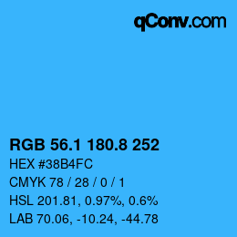 カラーコード: RGB 56.1 180.8 252 | qconv.com