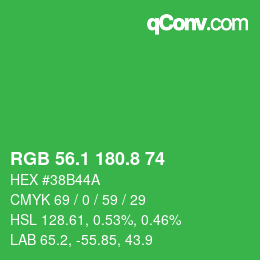 カラーコード: RGB 56.1 180.8 74 | qconv.com